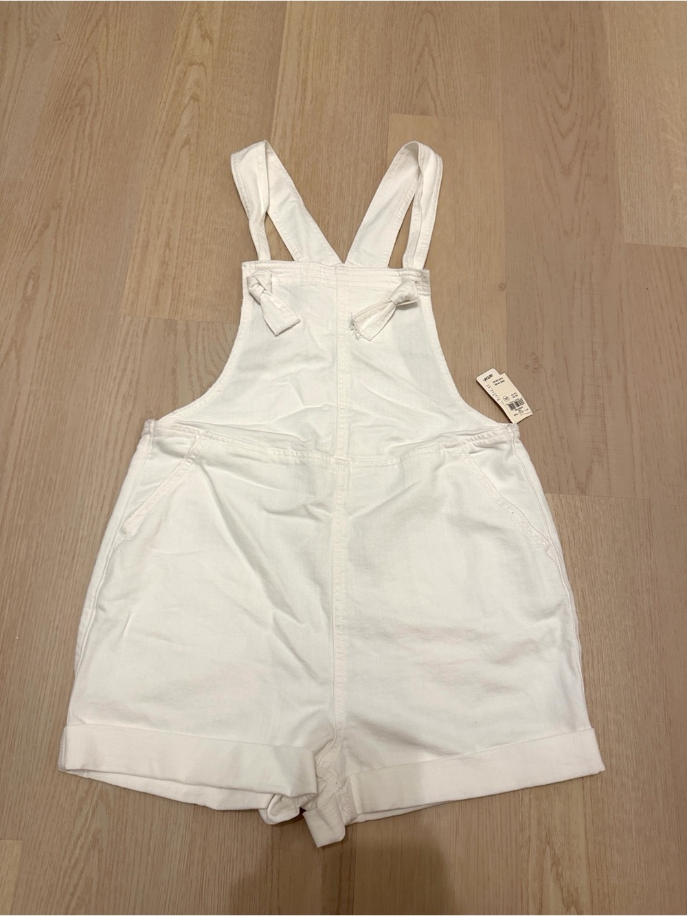 NWT Aerie White Women's Denim Stretch Overall Shorts Size XS